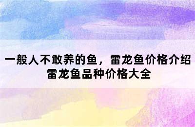 一般人不敢养的鱼，雷龙鱼价格介绍 雷龙鱼品种价格大全